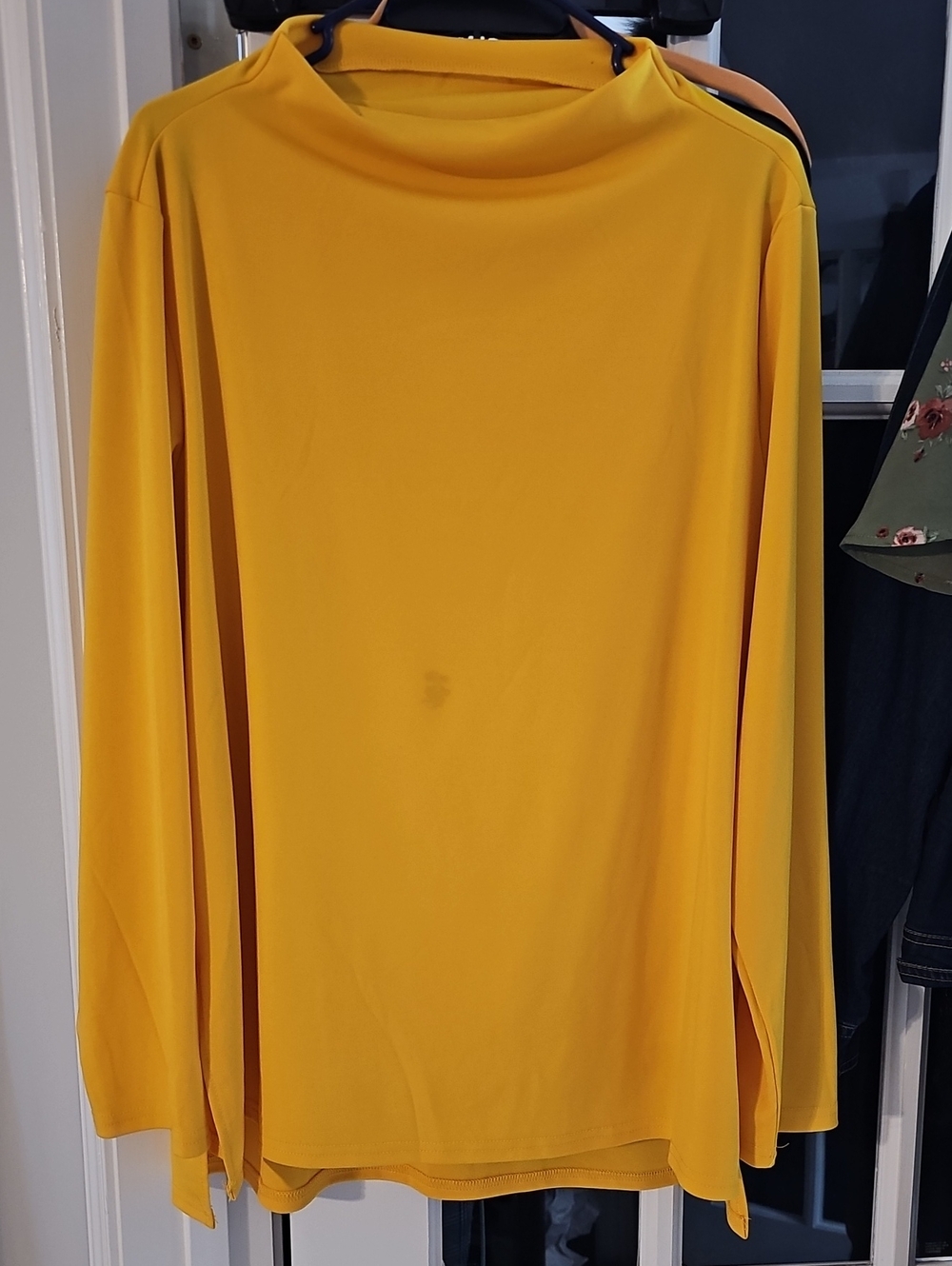 Sleek Mustard Long-Sleeve Top with Draped Neck And Matching Pants